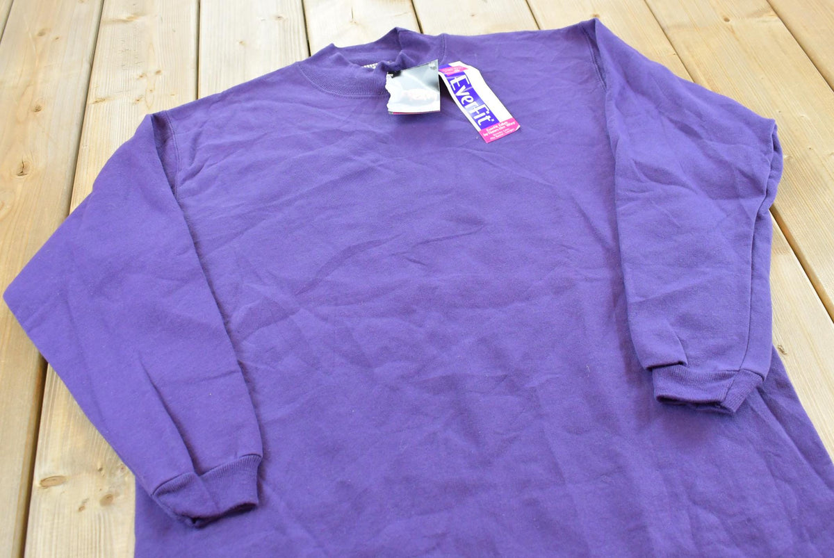 Vintage 1990s Deadstock Hanes Her Way Blank Purple Crewneck Sleep Sweatshirt Women's M Long