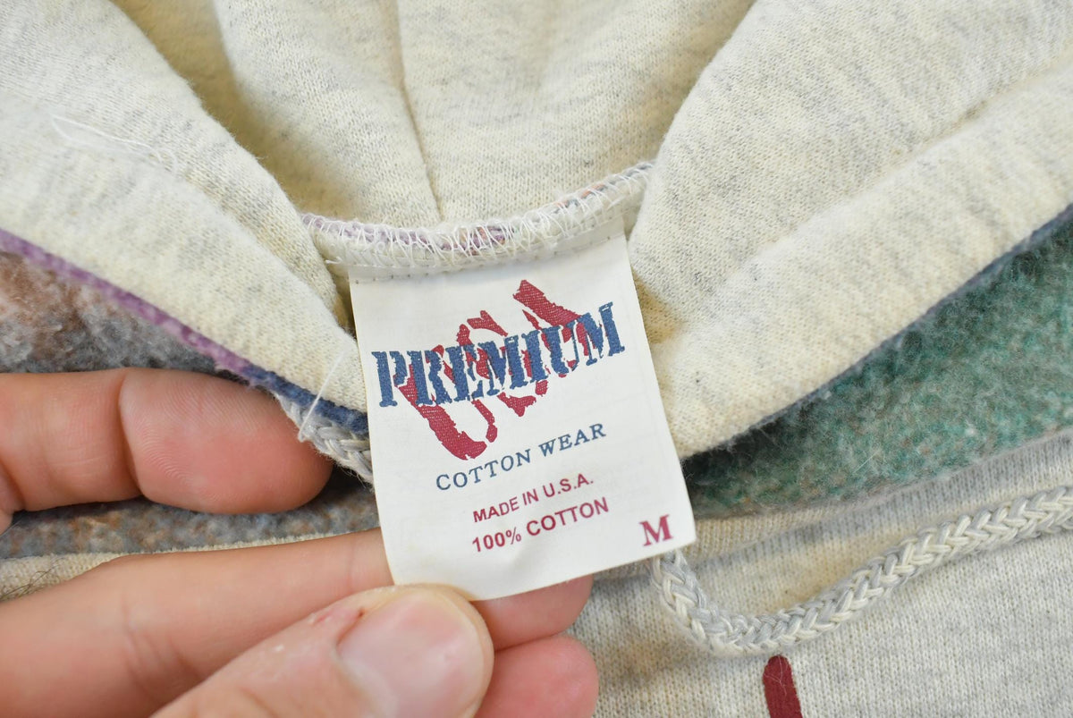 Vintage 1990s San Francisco Fleece Cotton Plaid Two Tone Souvenir Hoodie Sweatshirt Men's M