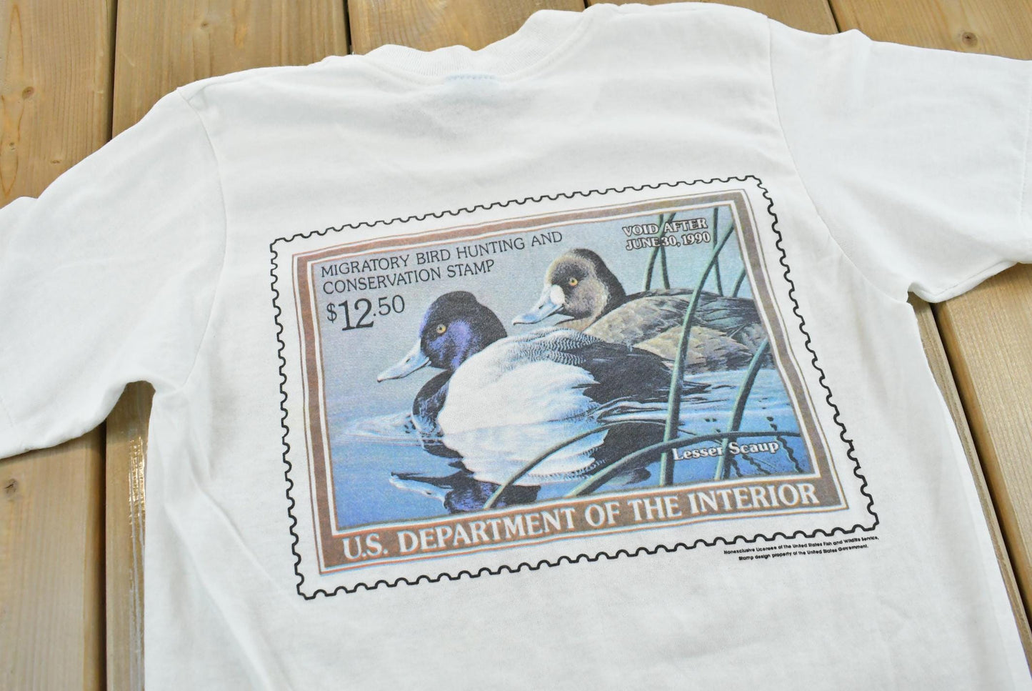 Vintage 1980s Migratory Bird Hunting Conservation Stamp Souvenir T-Shirt Men's XS