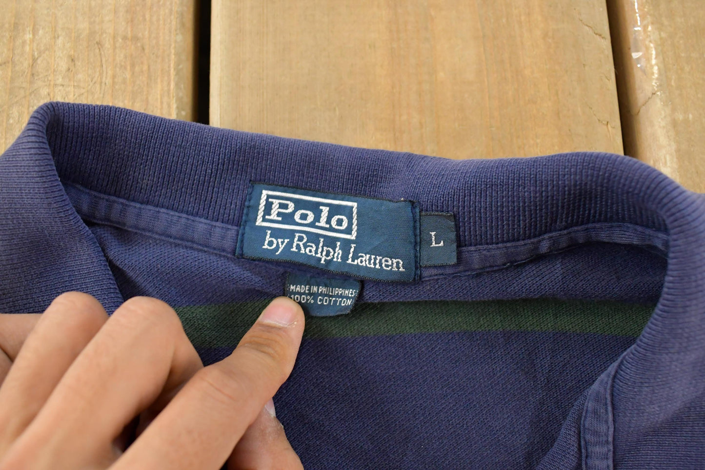 Vintage 1990s Polo Ralph Lauren Striped Long Sleeve Rugby Shirt Men's L