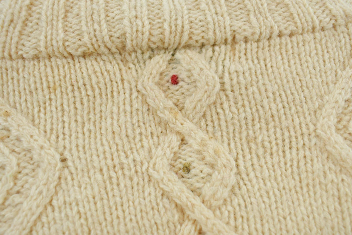 Vintage 1990s LL Bean Floral Pattern Embroidered Cable Knit Wool Sweater Men's XL