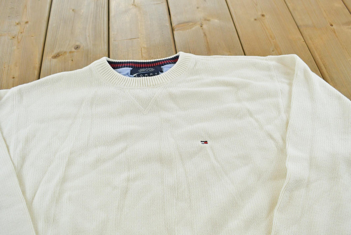 Vintage 1990s Tommy Hilfiger Knit Mini Flag Logo Sweater Men's L