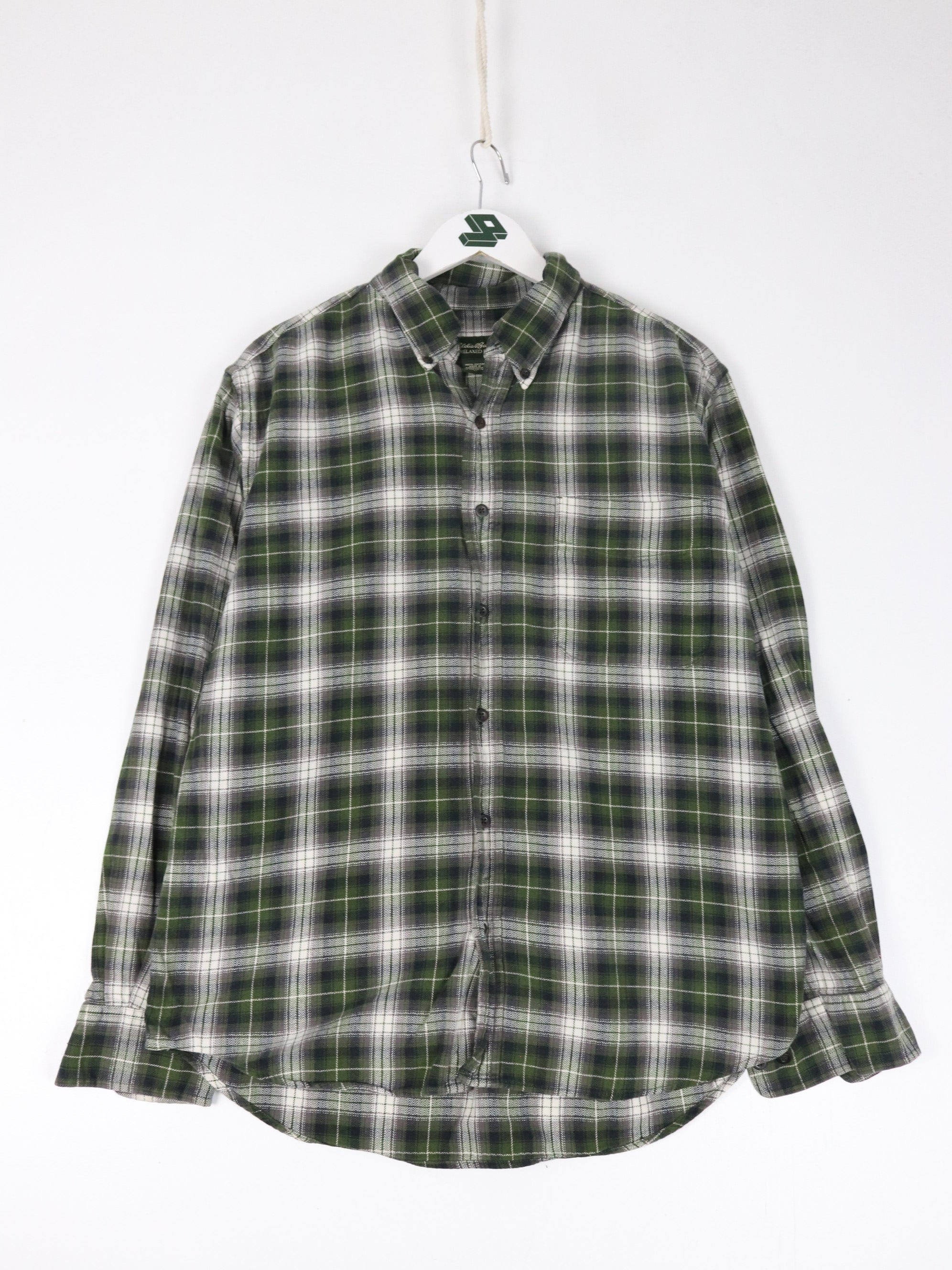 Eddie Bauer Shirt Mens Medium Green Plaid Flannel Button Up Outdoors –  Proper Vintage