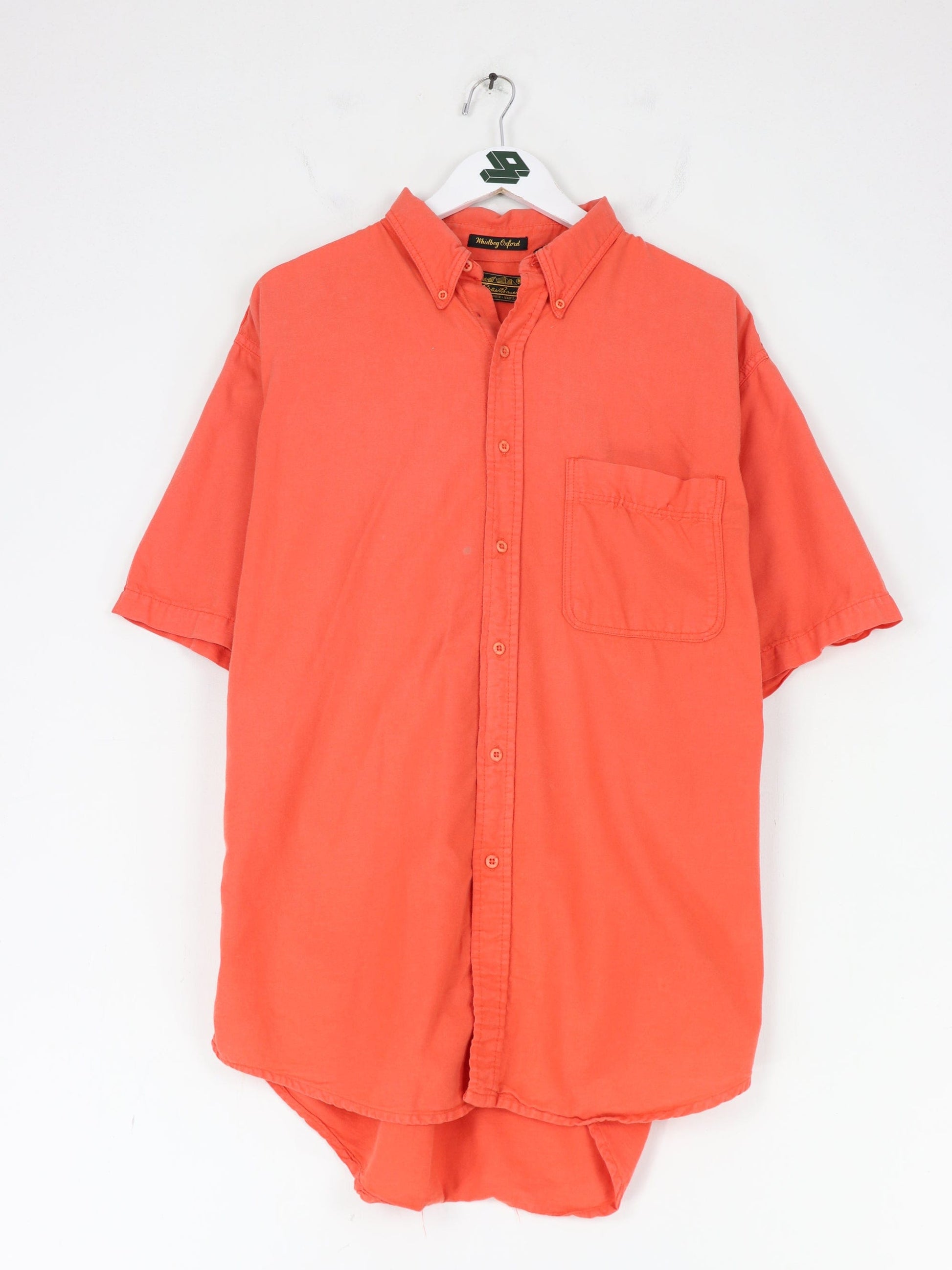 Vintage Eddie Bauer Shirt Mens Large Orange 90s Short Sleeve Button Outdoor