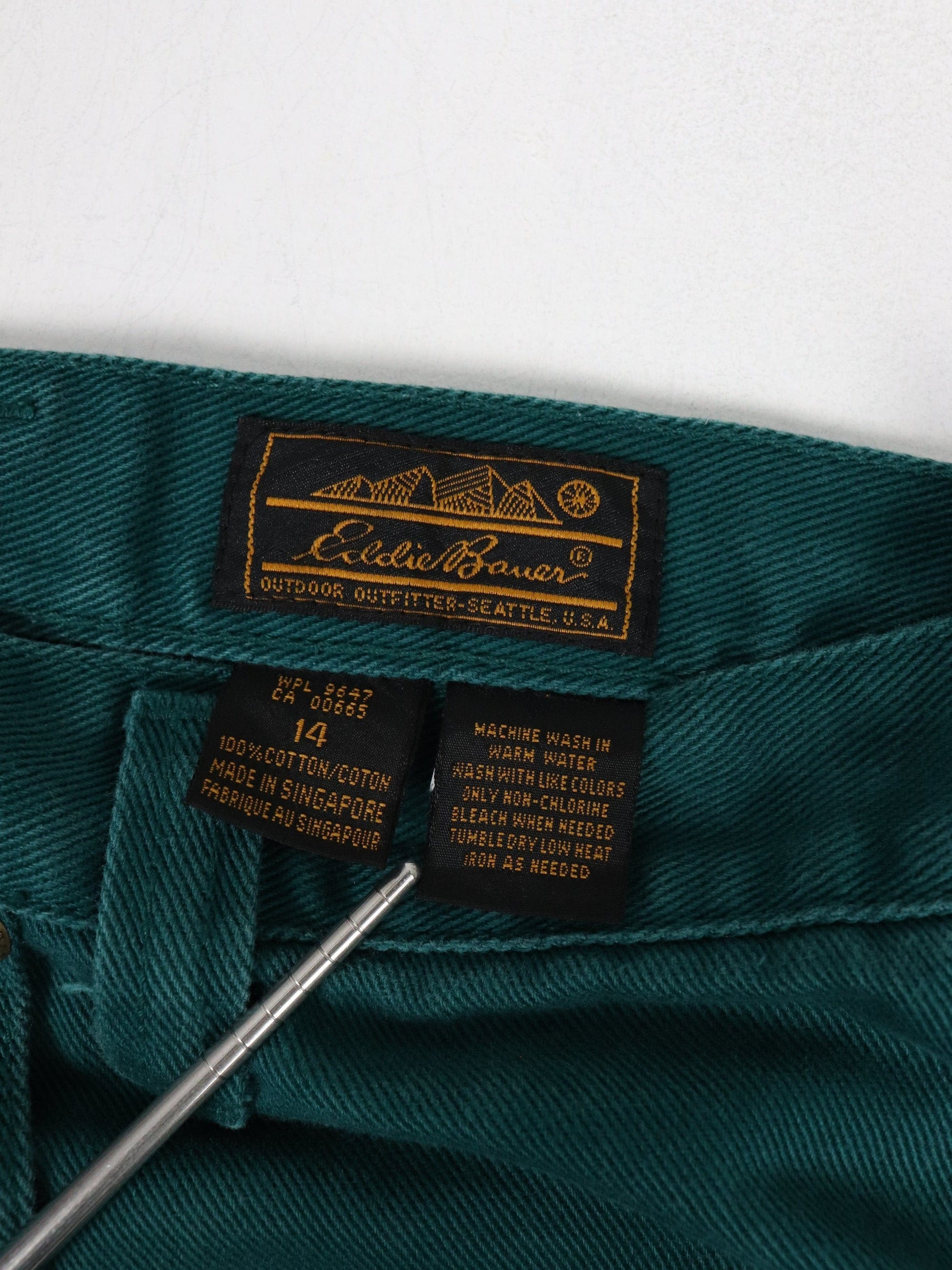 Eddie Bauer Jeans Vintage Eddie Bauer Pants Womens 14 Green Turquoise Denim Jeans High Waisted