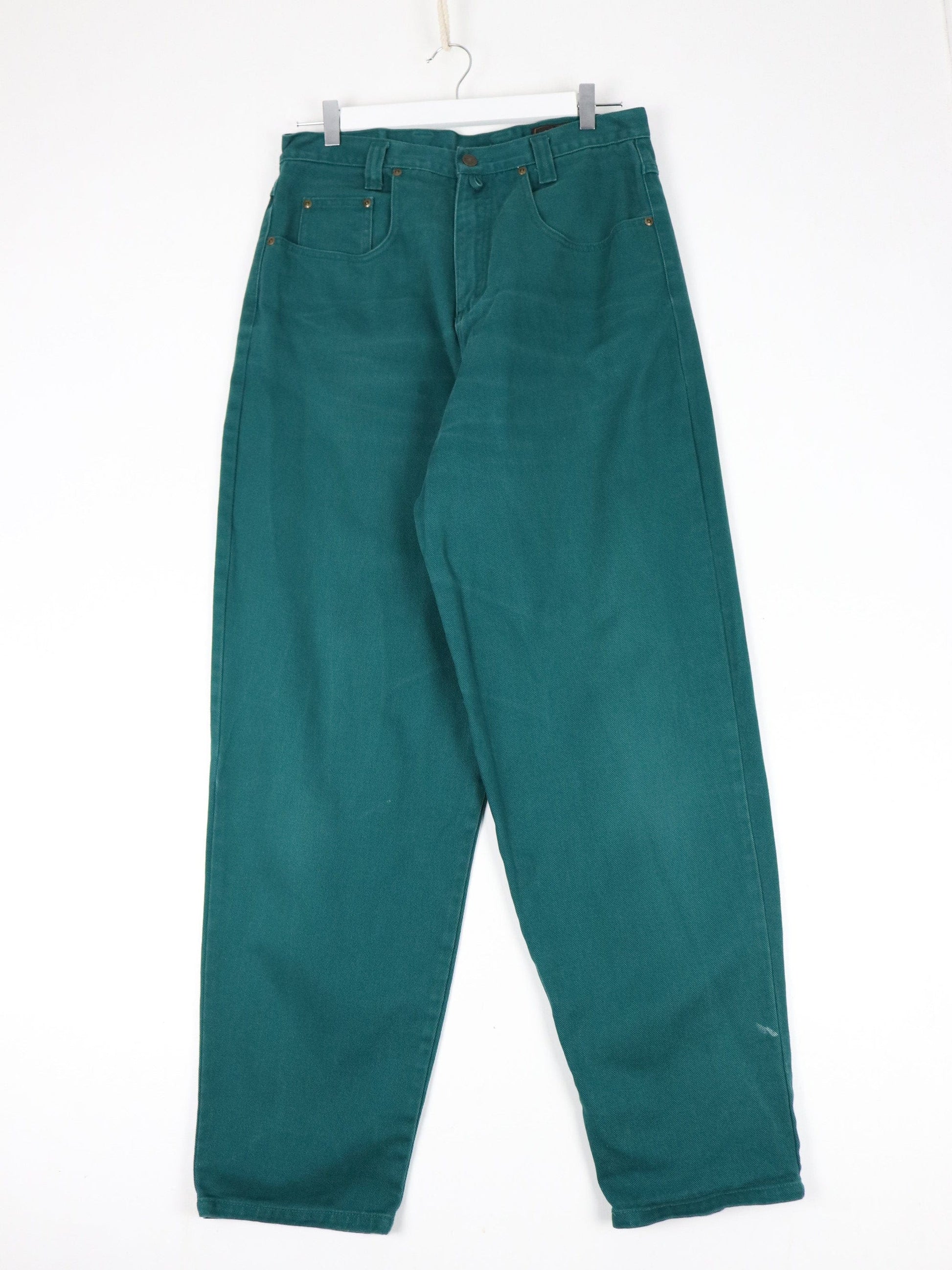 Eddie Bauer Jeans Vintage Eddie Bauer Pants Womens 14 Green Turquoise Denim Jeans High Waisted