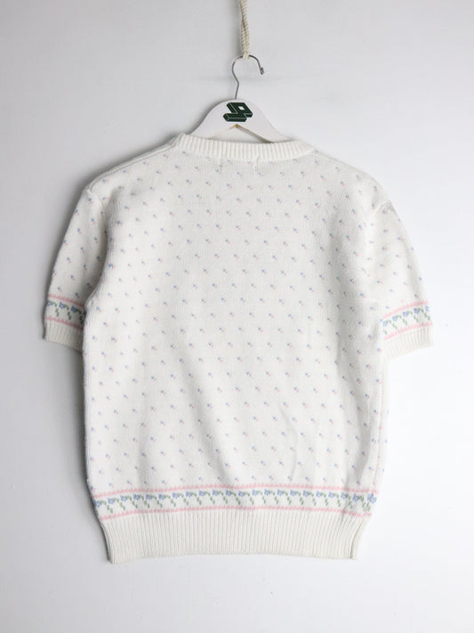 Eddie Bauer Knitwear Vintage Eddie Bauer Sweater Womens Small White Knit Short Sleeve