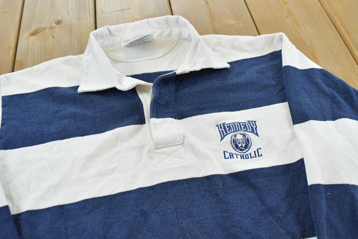Vintage 2000s Barbarian Kennedy Catholic School Long Sleeve Rugby Polo Shirt Men's S