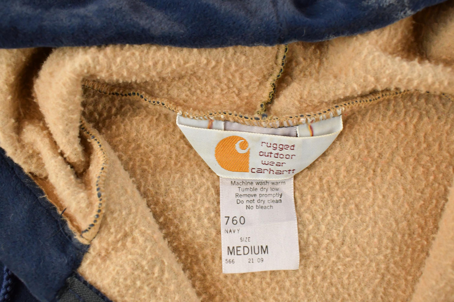 Vintage 1980s Carhartt Rugged Outdoor Wear Fleece Lined Velour Full Zip Hoodie Men's M