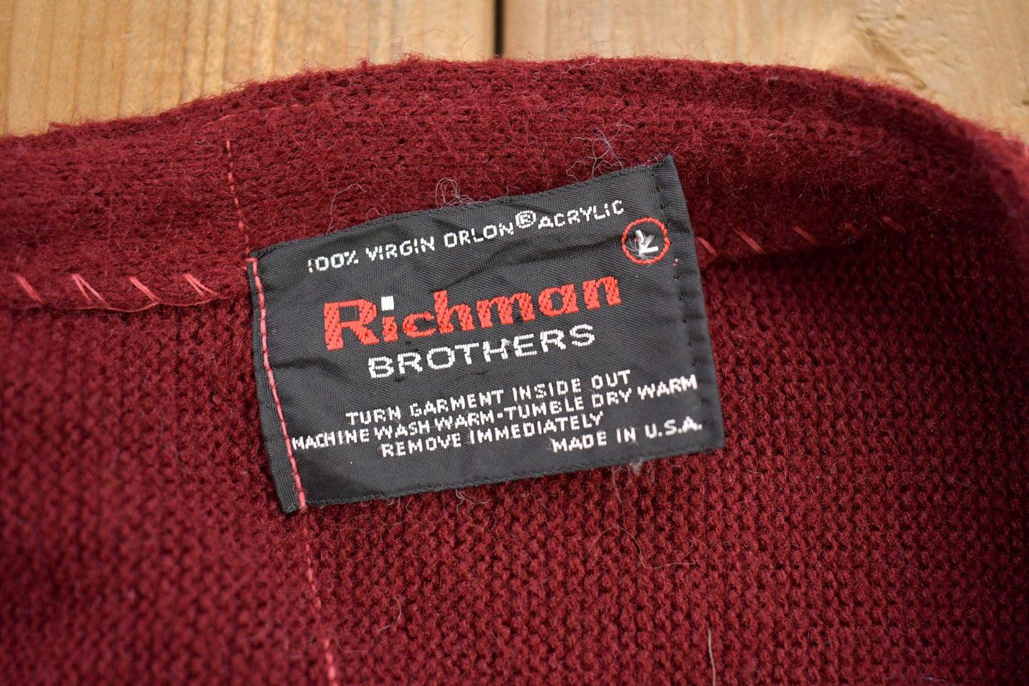 Vintage 1990s Richman Brothers 100% Virgin Orlon Acrylic Knitted Cardigan Sweater Men's S