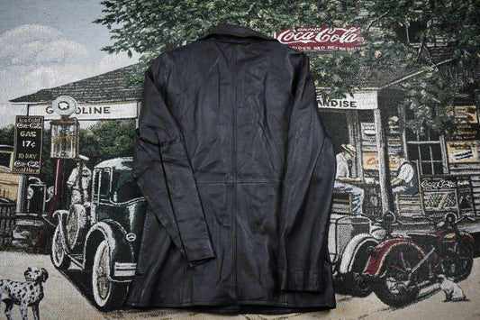 Vintage 1990s Button Up Leather Coat Women's Small
