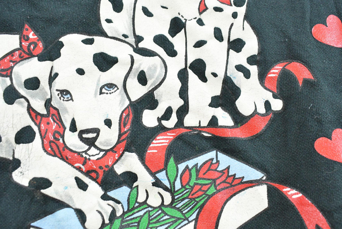 Vintage 1990s Dalmatians Valentines Hearts Turtleneck Sweatshirt Women's S