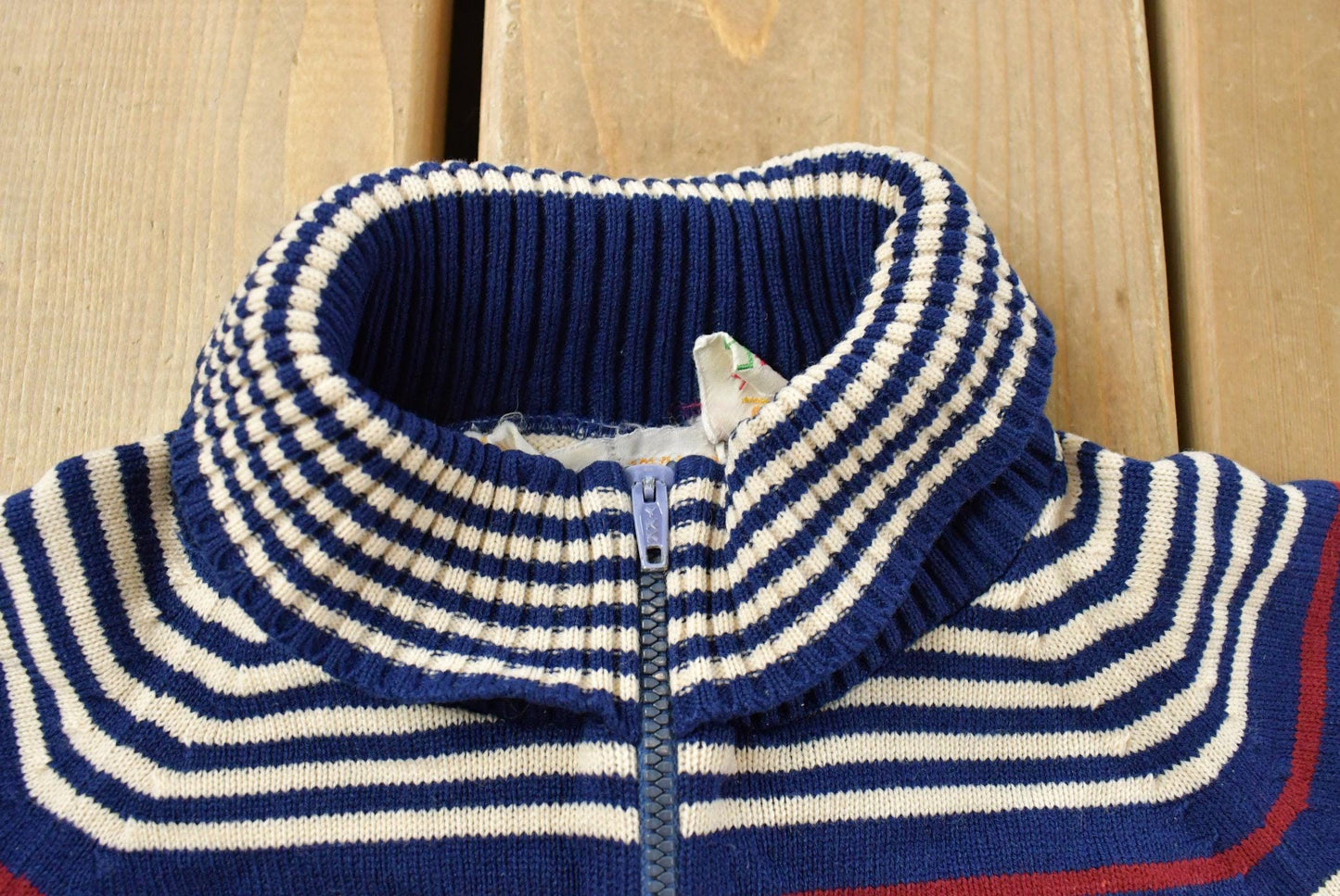 Vintage 1980s Acrylic Quarter Zip Knit Turtle Neck Sweater Women's S