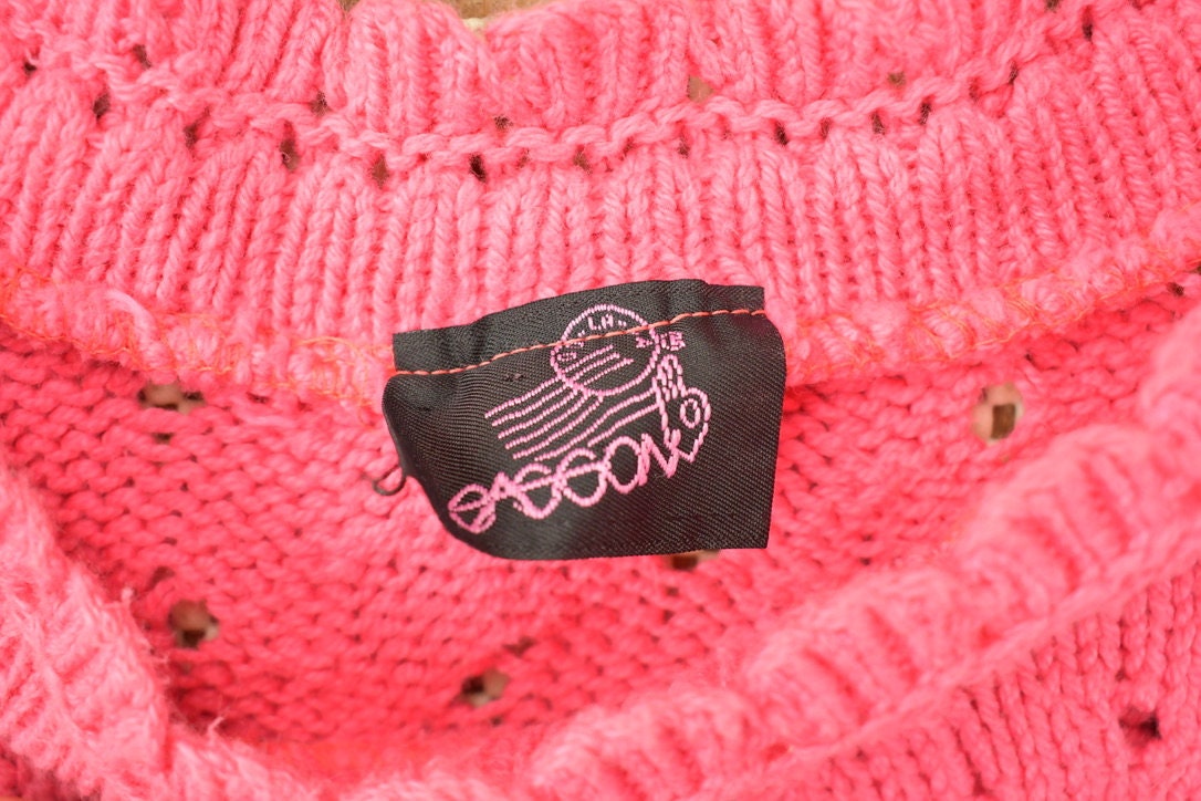 Vintage 1990s Cute Pink Knit Crewneck Sweater Women's S Cropped