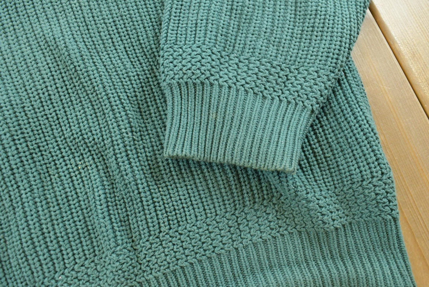 Vintage 1990s Eddie Bauer Henley Collar Quarter Button Cotton Knit Sweater Men's L / 90s Streetwear / Layering