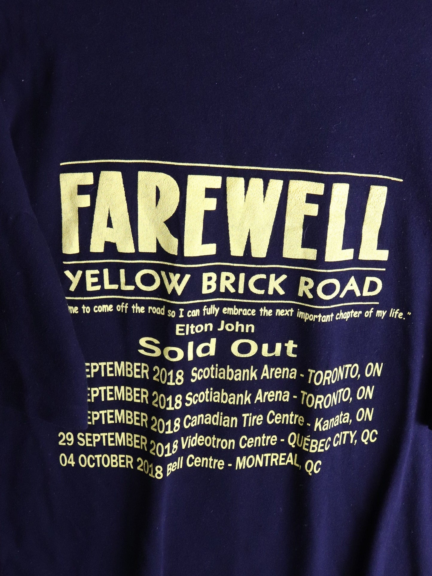 Elton John Farewell Tour T Shirt Mens XL Black