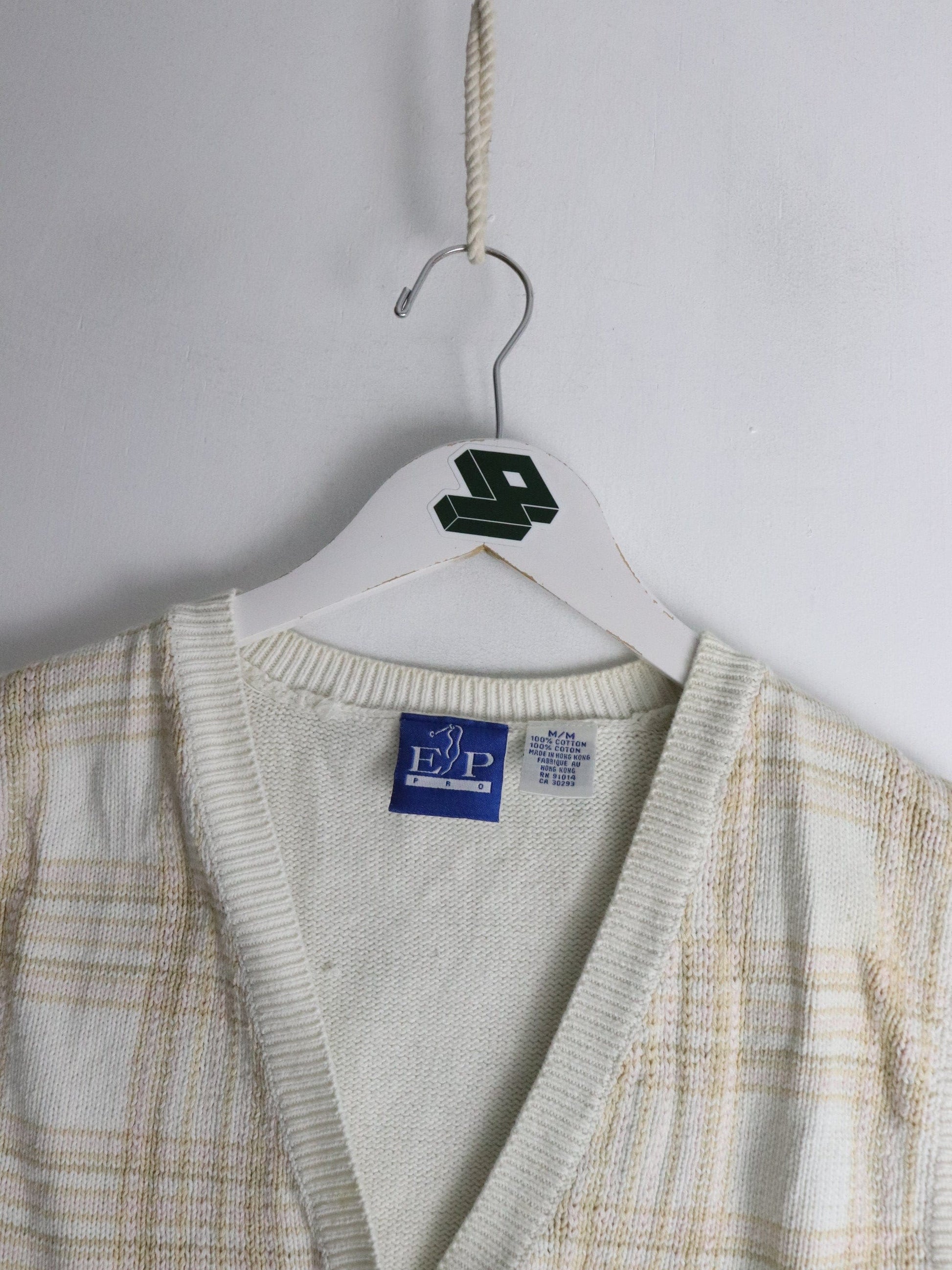 EP Pro Sweater Fits Womens Small Beige Knit Cardigan Vest from propervintagecanada