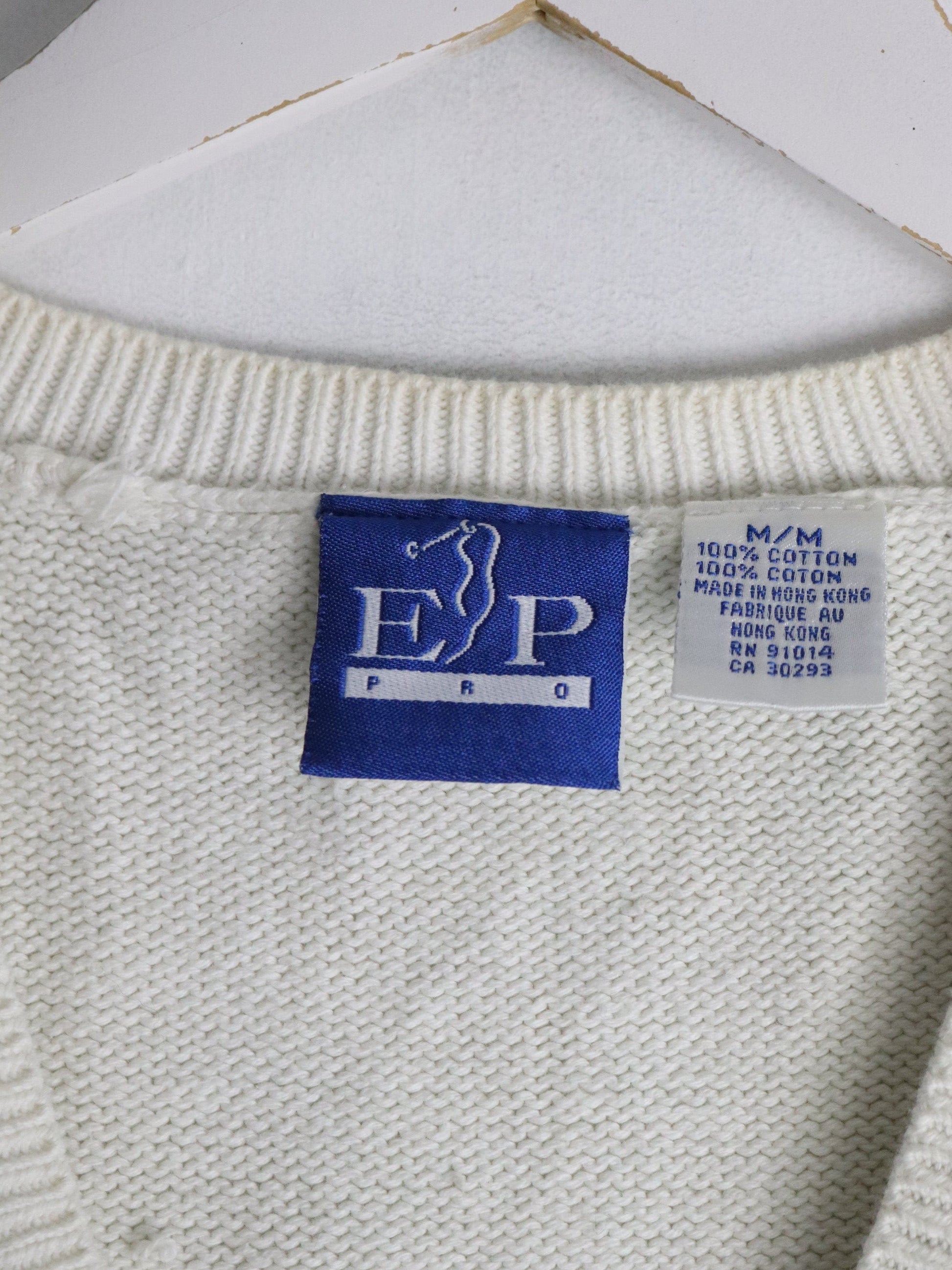 EP Pro Sweater Fits Womens Small Beige Knit Cardigan Vest from propervintagecanada