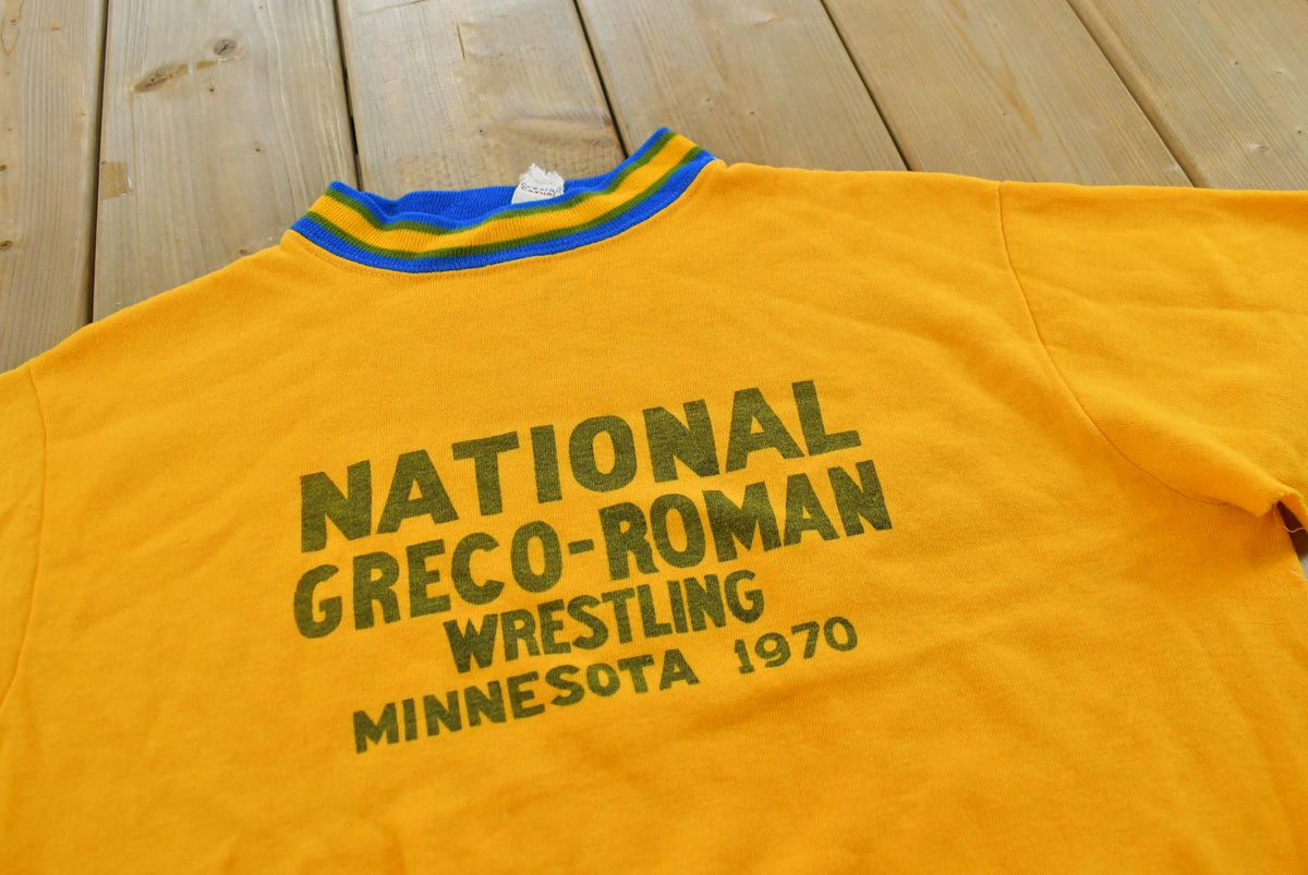 True Vintage 1970 National Greco-Roman Wrestling Minnesota Short Sleeve Crewneck Sweatshirt Men's M