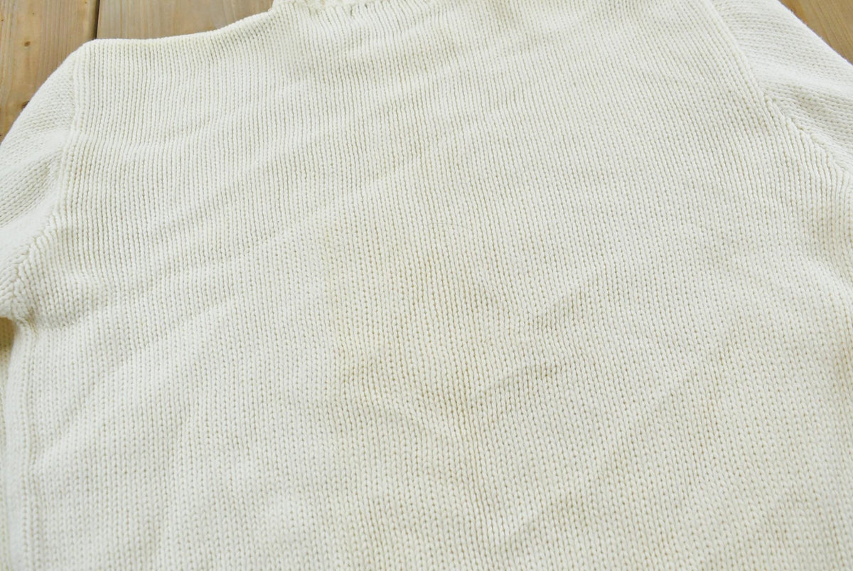 Vintage 1990s Polo Ralph Lauren Embroidered Crest Logo Cotton Knit Crewneck Sweater Women's M