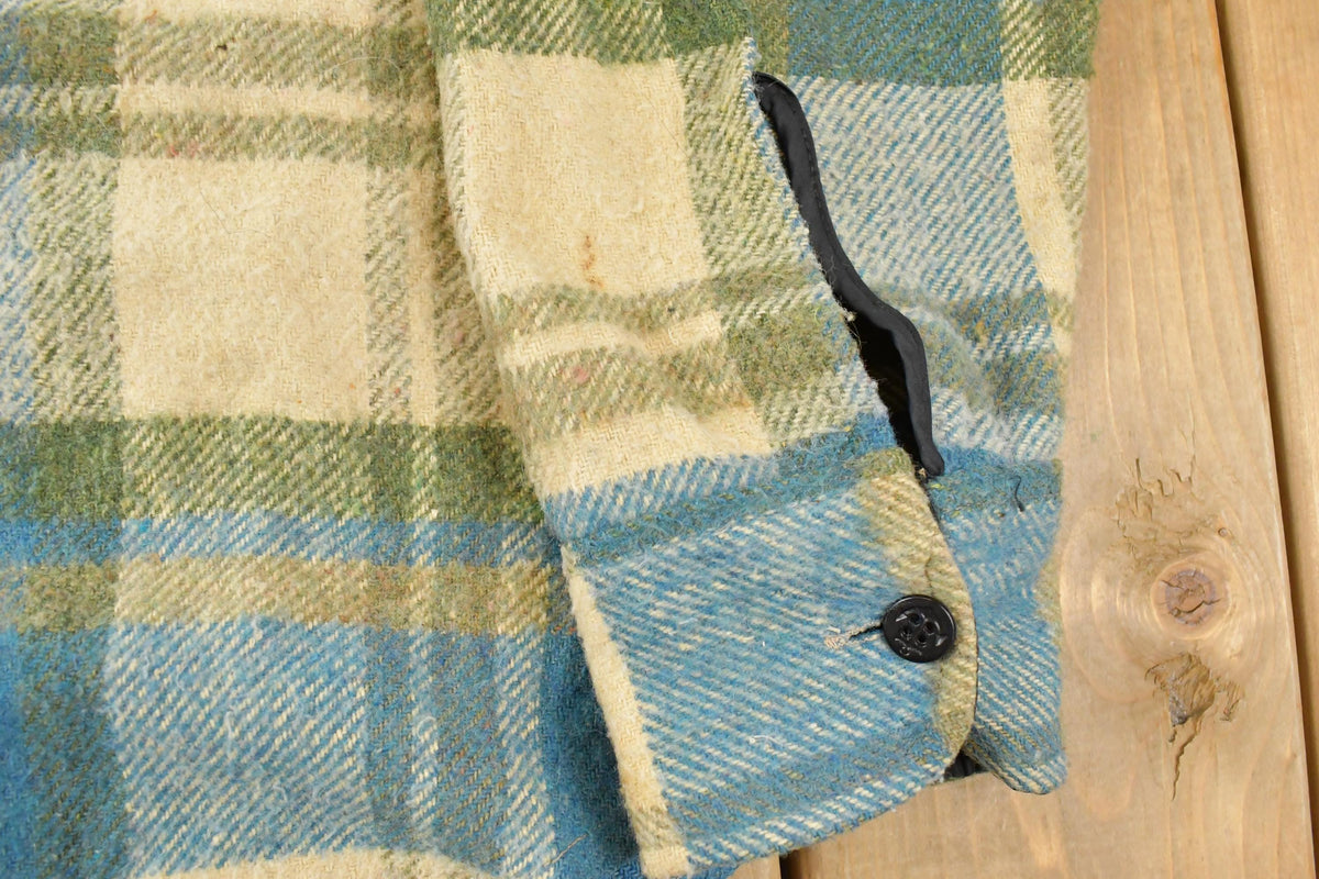 Vintage 1970s Lazy-H Plaid Button Up Flannel Shirt Jacket Men's Large