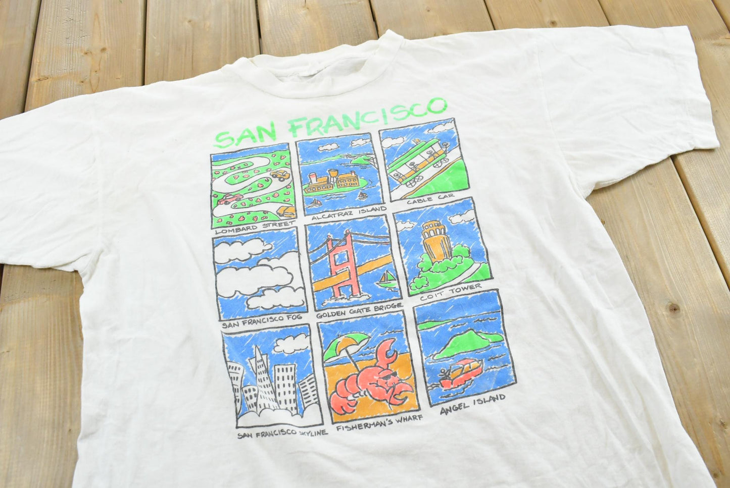 Vintage 1990 San Francisco Golden Gate Bridge Landmarks Souvenir T-Shirt Men's L