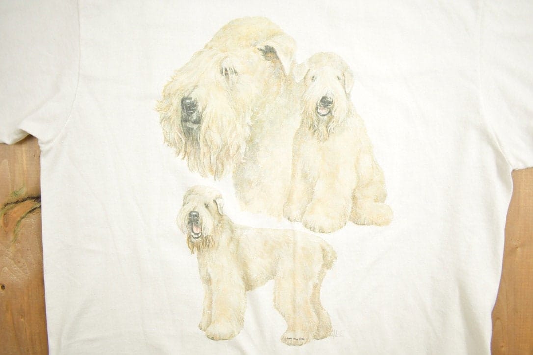 Vintage 1990s Soft-coated Wheaten Terrier Theme Graphic T-Shirt Men's Medium
