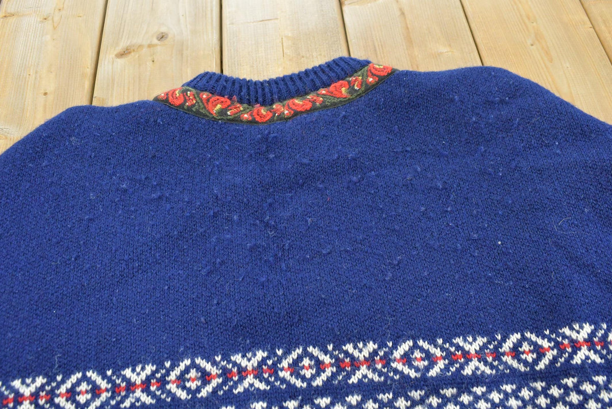 Vintage 1990s Norwool Wool Knit Abstract Pattern Sweater Men's L