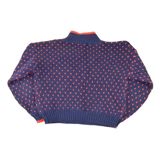 Vintage 1990s Club Sportif Mini Heart Knit Crewneck Sweater Women's Cropped L