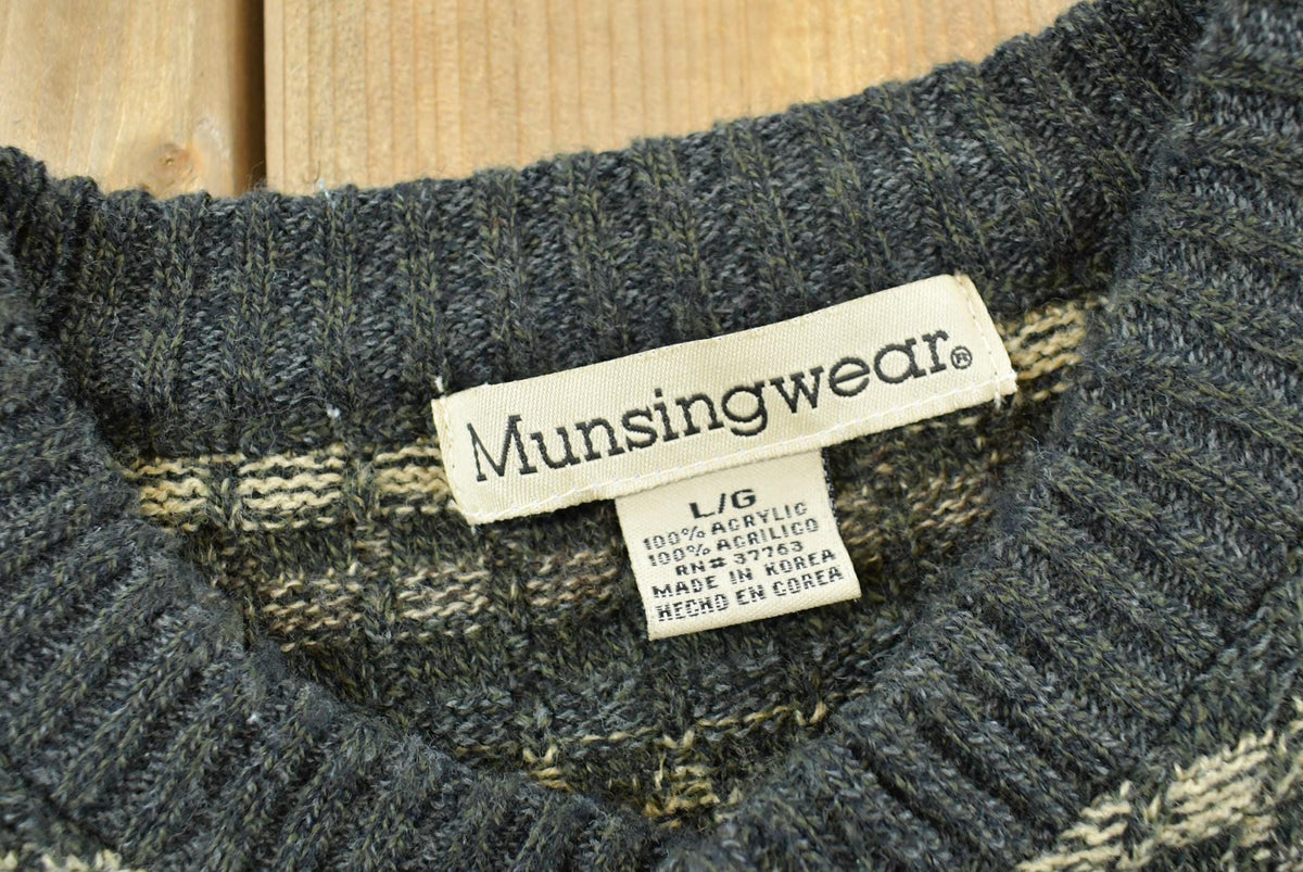 Vintage 1990s Munsingwear Acrylic Knit Henley Crewneck Sweater Mens XL