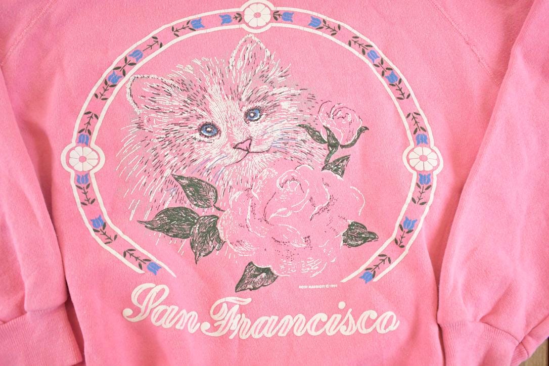 Vintage 1980s San Francisco Kitty Cat Souvenir Crewneck Sweatshirt Women's M