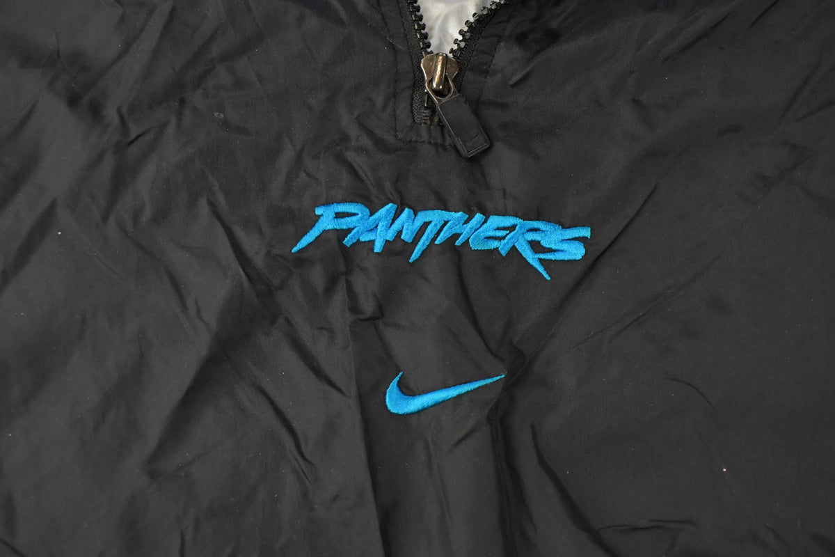 Vintage 2000s Carolina Panthers NFL Nike Middle Swoosh Quarter Zip Pullover Windbreaker Jacket Men's 2XL