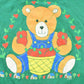Vintage 1990s Cute Teddy Bear With Apples Graphic Raglan Crewneck Sweatshirt Men's L