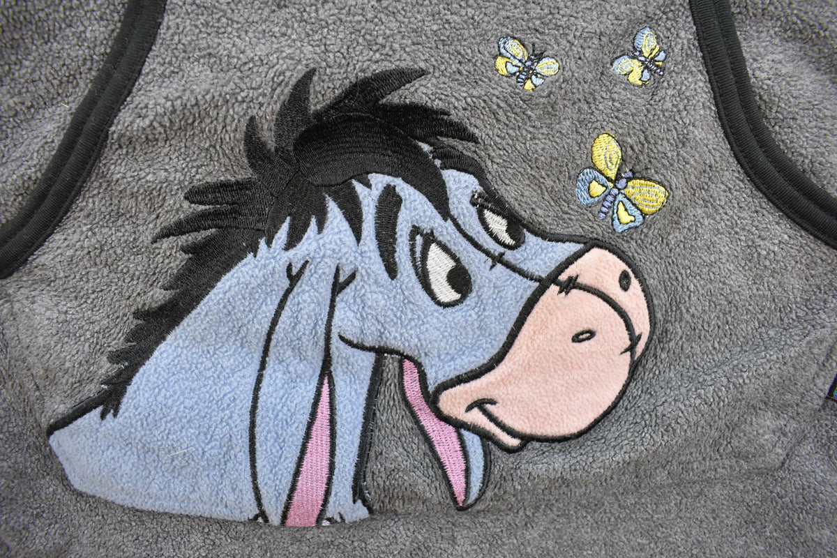 Vintage 1990s Disney Eeyore Winnie The Pooh Embroidered Fleece Hoodie Sweater Men's L