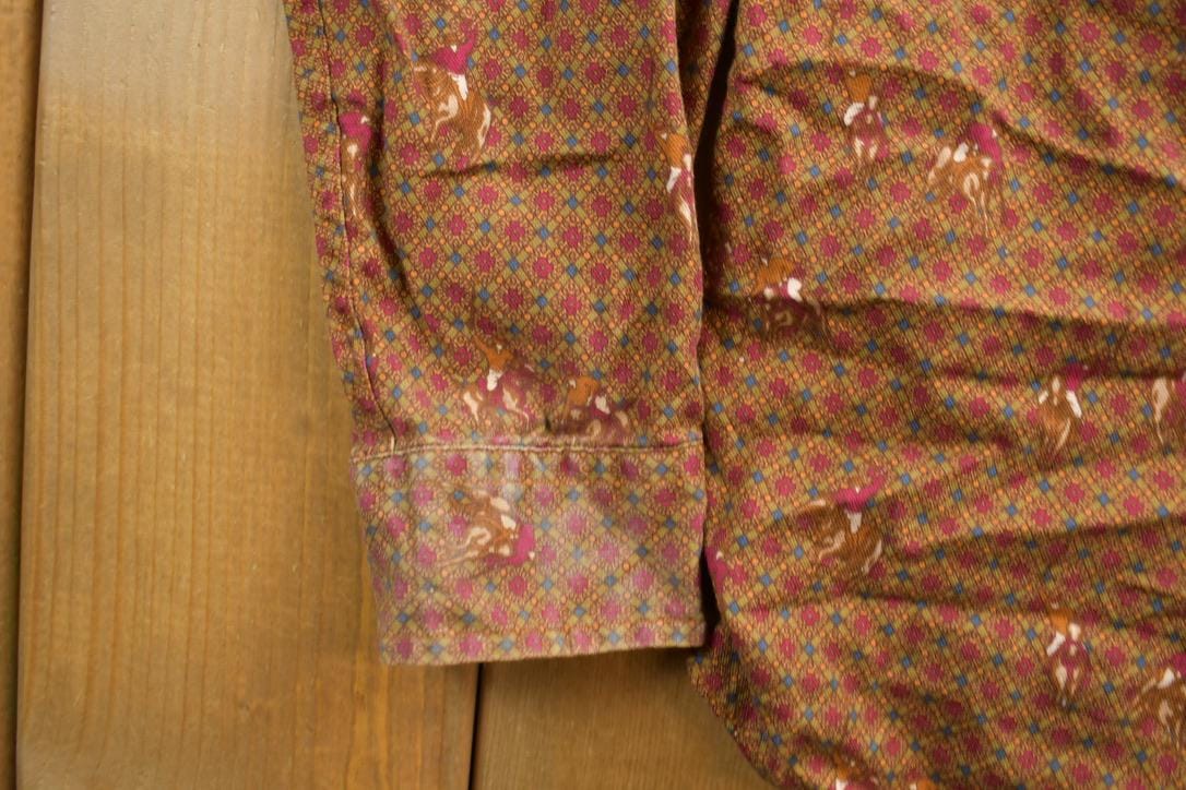 Vintage 1970s Embassy Row All Over Print Horse Theme Button-Up Shirt Men's Medium