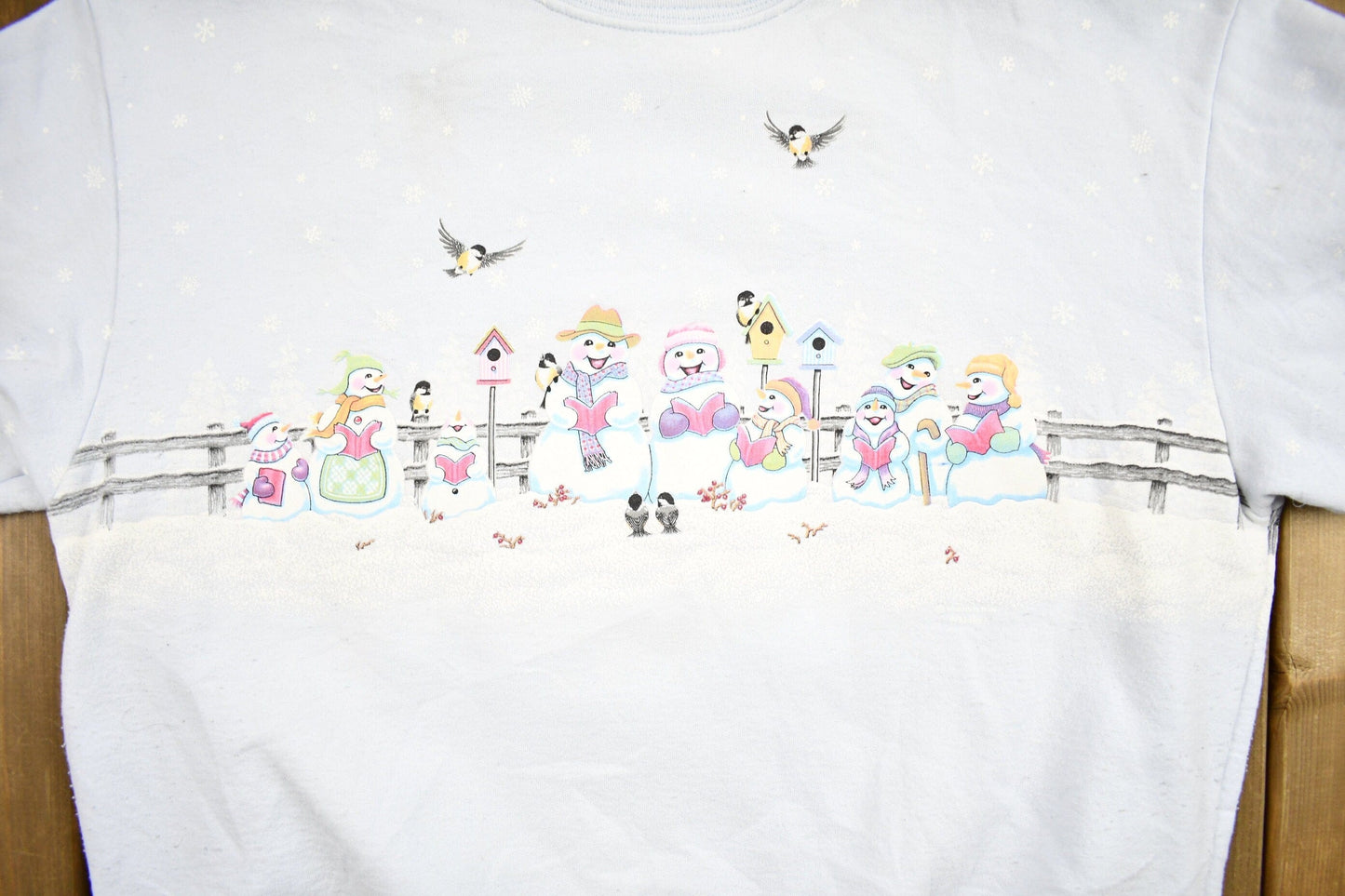 Vintage 1990s Morning Sun Cute Snowman Theme Crewneck Sweater Men's Medium
