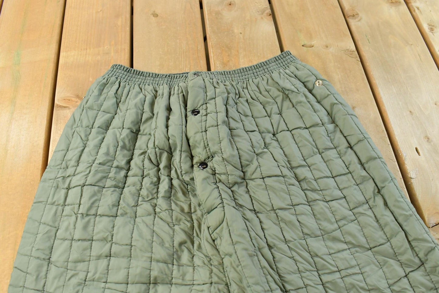 Vintage 1970s Quilted Green Military Liner Puffer Pants Men's M