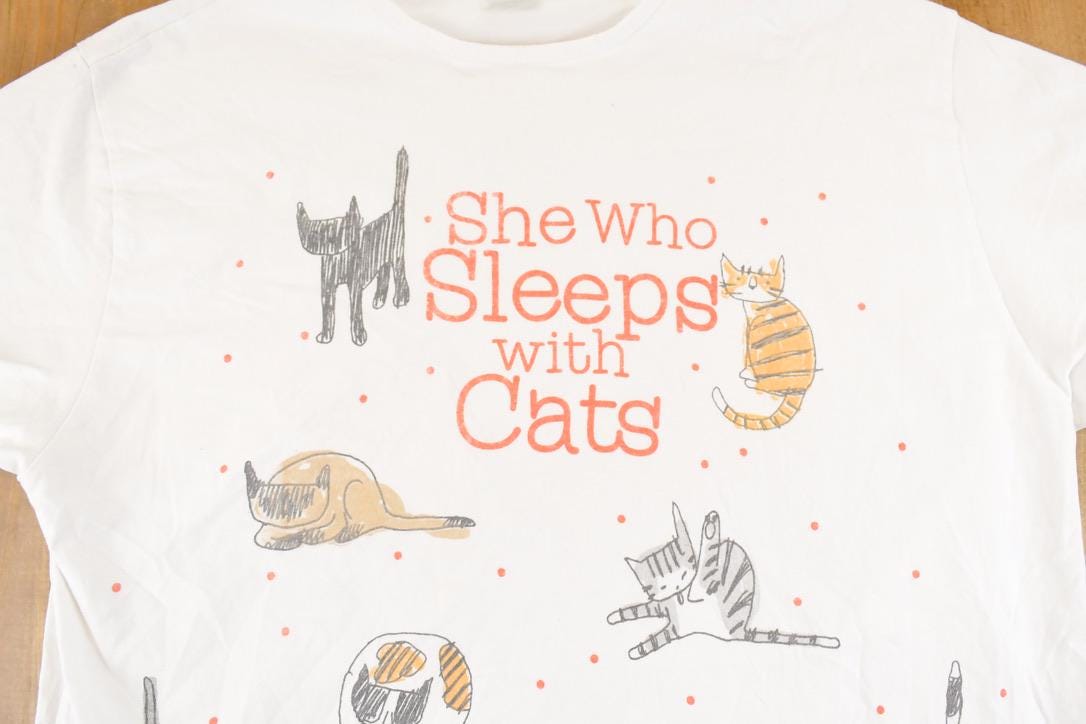 Vintage 1990's Sleeps With Cats Souvenir Sleepwear T-Shirt Women's XL