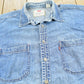 Vintage 1990s Distressed Levis Red Tab Denim Heavyweight Button Up Shirt Men's XL