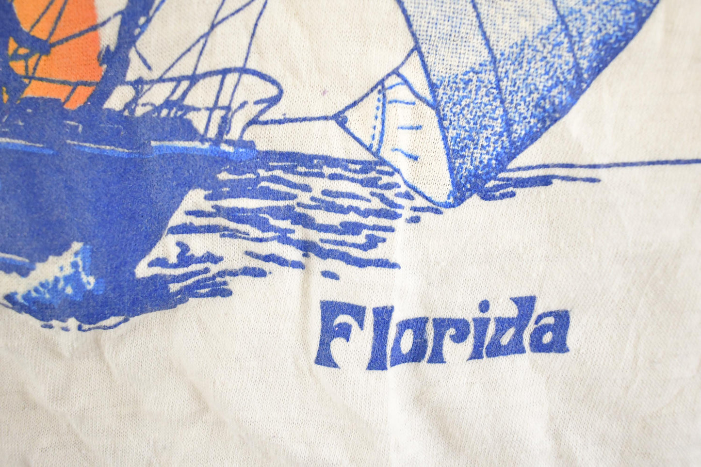 Vintage 1980's Florida Sailboats Souvenir Travel T-Shirt Mens S