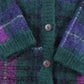 Vintage 1980s Paul Harris Design Knit Mohair Plaid Cardigan Sweater Women's L