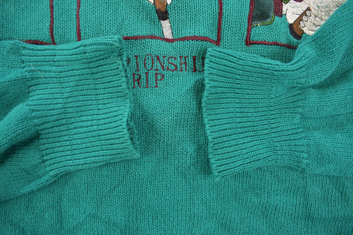 Vintage 1990s Check Mark Championship Grip Golf Embroidered Knit Sweater Men's XL