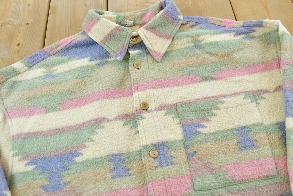 Vintage 1990s New Fast South Western Style Fleece Button Up Rodeo Shirt Men's XL