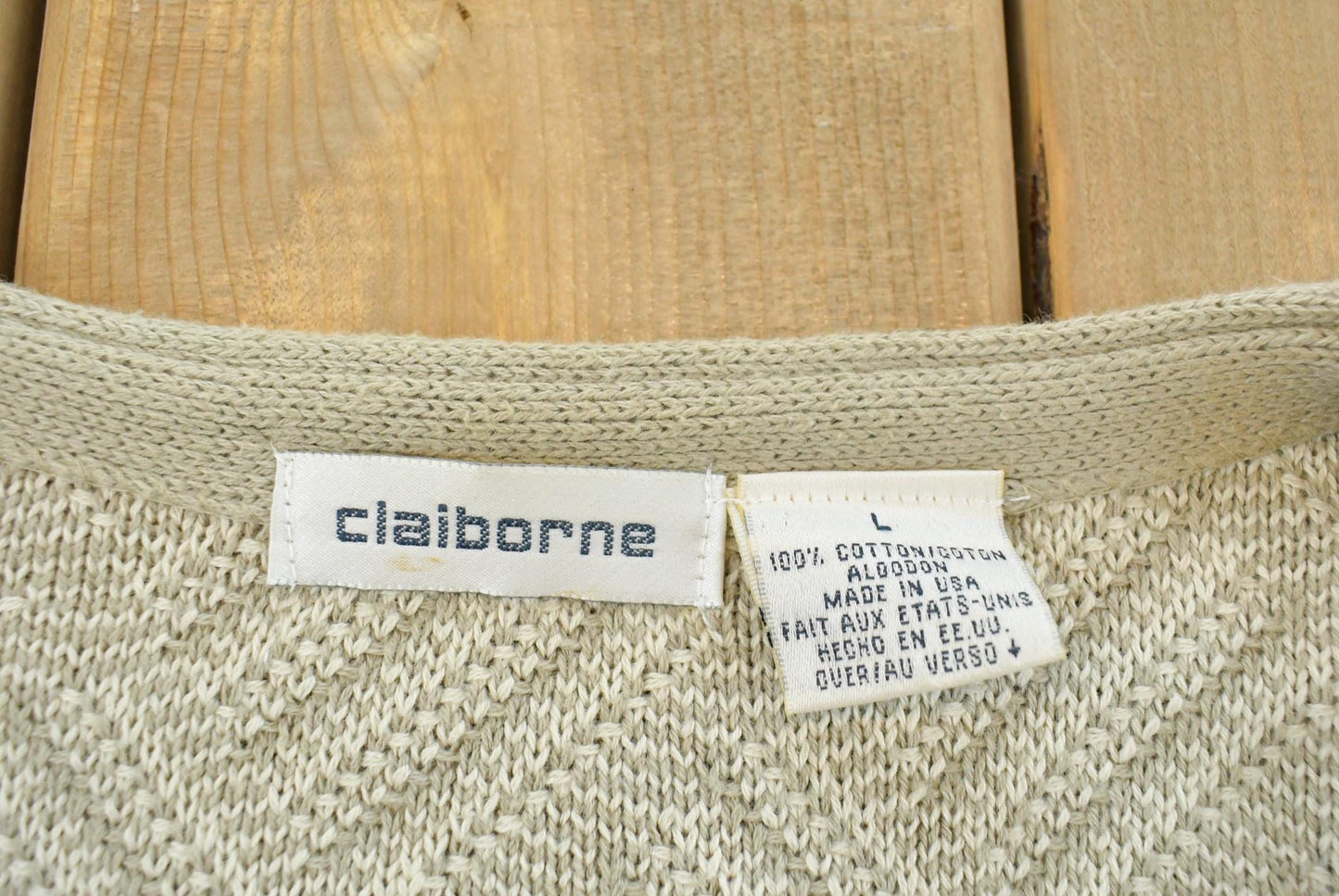 Vintage 1990s Claiborne Cotton Knit Cardigan Sweater Mens L