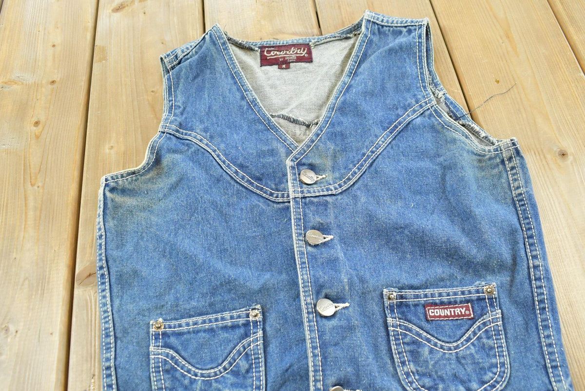 Vintage 1980s Country Denim Western Vest Men's XS