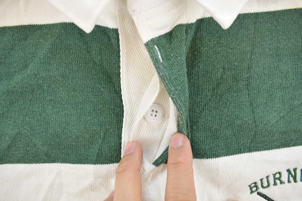 Vintage 1990s Barbarian Rugby Wear Striped Embroidered Rugby Long Sleeve Polo Shirt Men's S