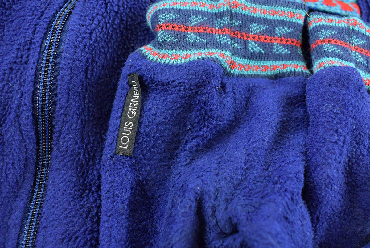 Vintage 1990s Louis Garneau Headband Gloves Set Full Zip Fleece Sweater Jacket Men's L