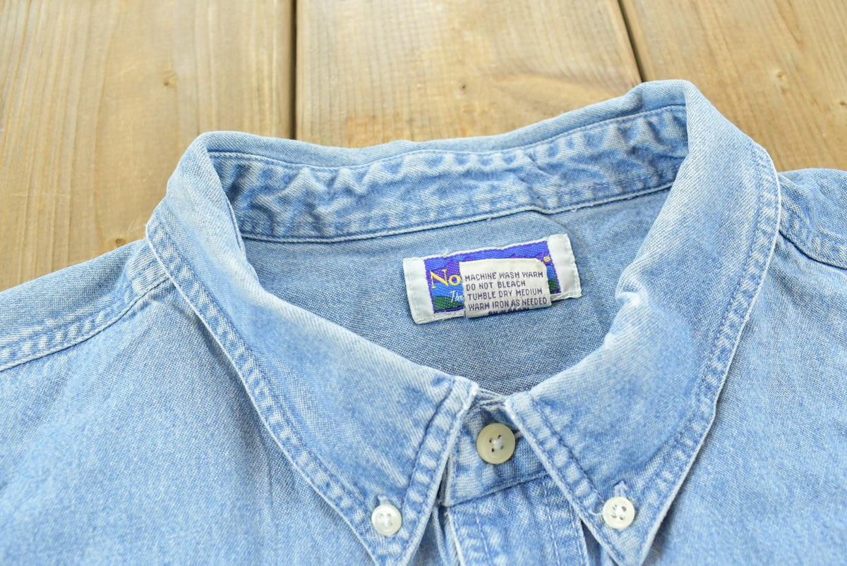 Vintage 1990s North Crest Denim Button Up Shirt Men's 3XL