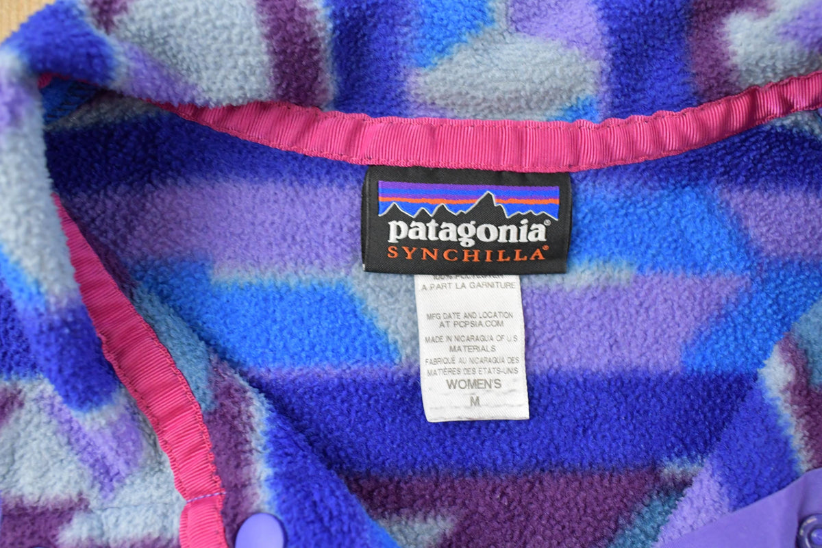 Vintage 2000s Patagonia Synchilla Triangles Geometric Snap-T Fleece Sweater Women's M