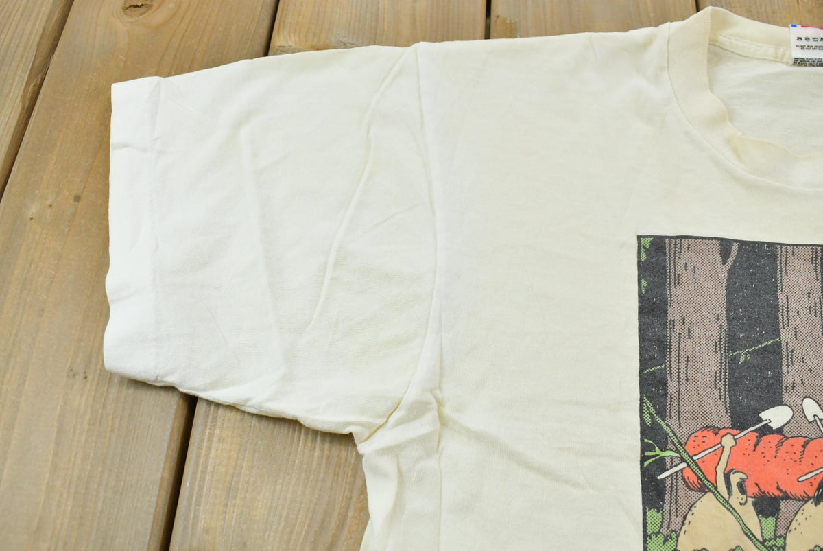 Vintage 1987 The Far Side Early Vegetarians Funny Parody Comic T-Shirt Men's L